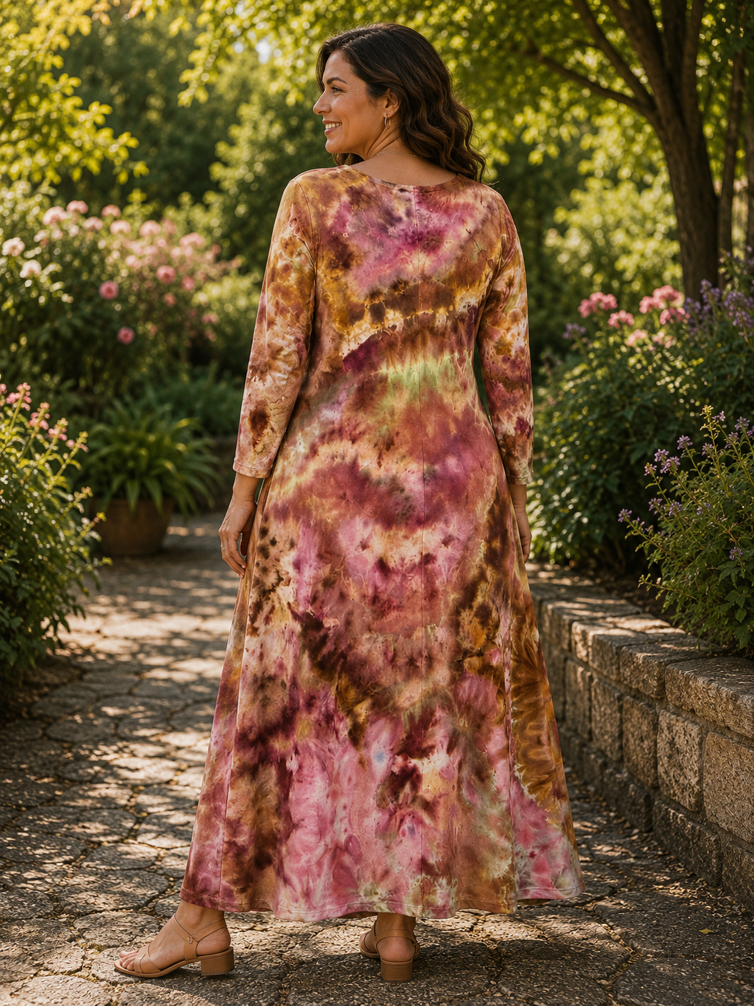 Long Sleeve Maxi Dress - Geode Petal Bloom (Medium)
