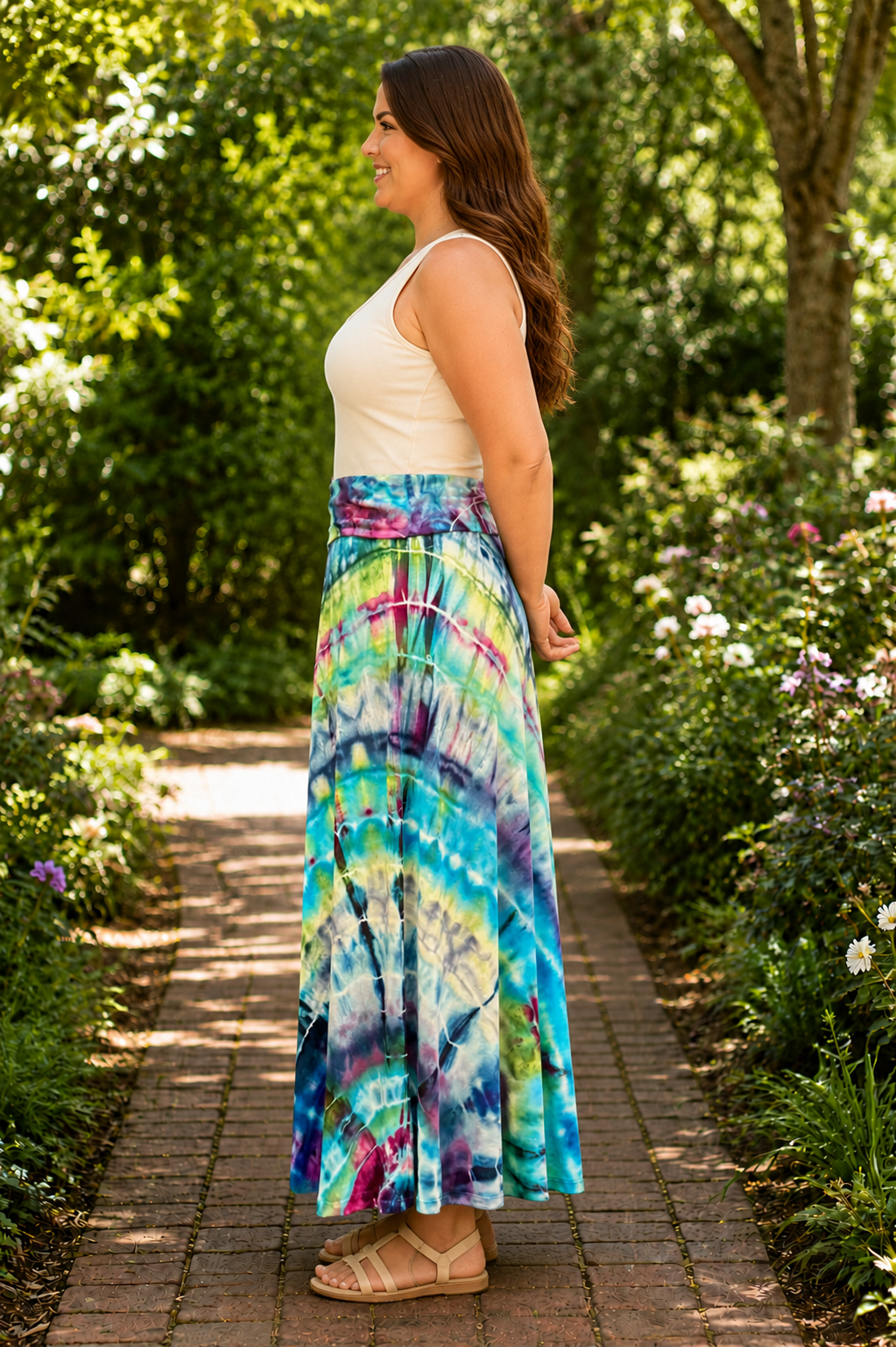 Starlit Blossom – Hand Dyed Maxi Skirt (XXL)