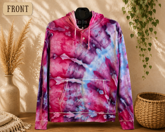 Henley French Terry Hoodie  – Hand Dyed – (Medium)