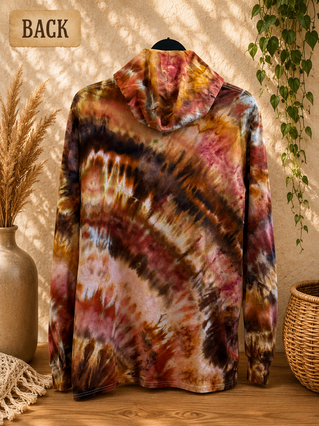 LS T-Shirt Hoodie — Hand Dyed— (XXL) Gold/Brown