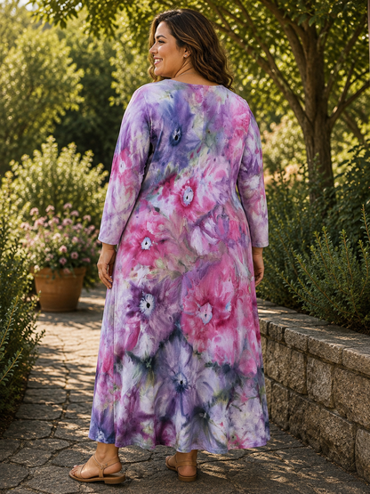 Long Sleeve Maxi Dress Wild Petal Bloom (Large)