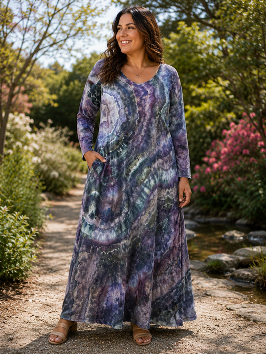 Long Sleeve Maxi Dress Moon Shadow (Large)