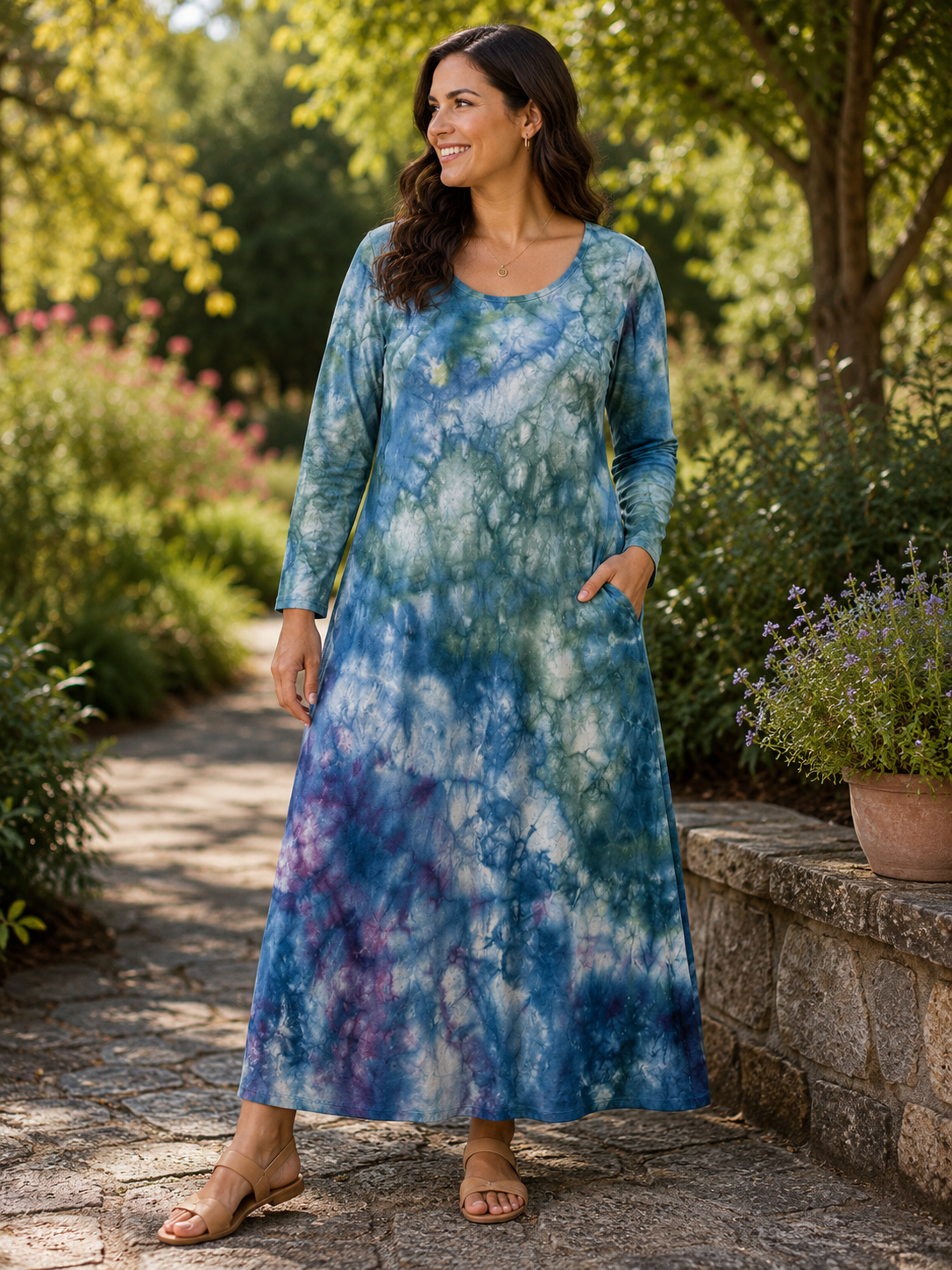 Long Sleeve Maxi Dress - Seal Glass Drift - (Medium)