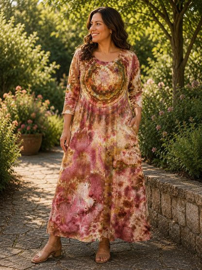 Long Sleeve Maxi Dress - Geode Petal Bloom (Medium)