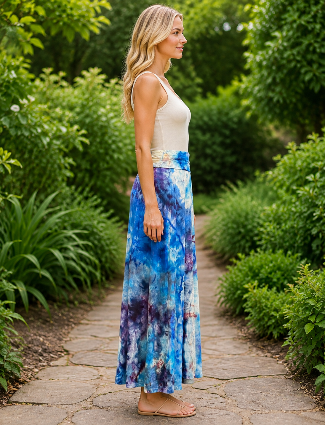 Tide Whisper Hand Dyed Maxi Skirt (Large)