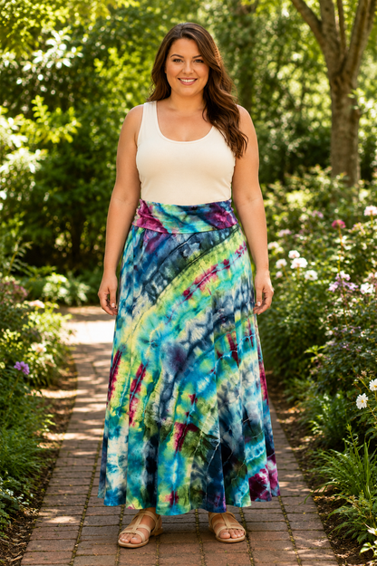 Starlit Blossom – Hand Dyed Maxi Skirt (XXL)