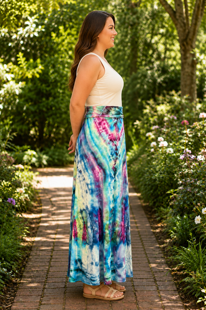 Starlit Blossom – Hand Dyed Maxi Skirt (XXL)