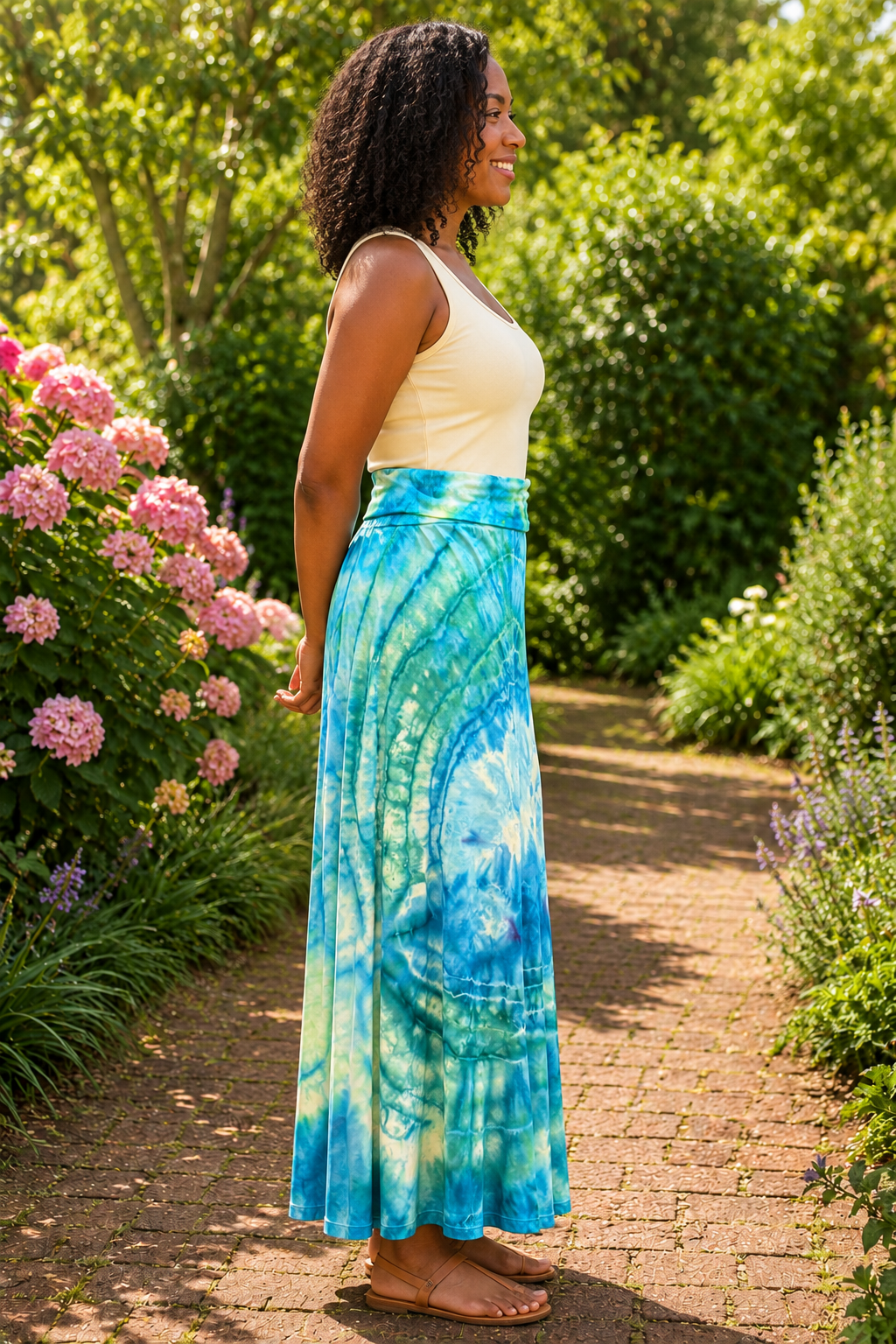 Ocean Spirit – Hand Dyed Boho Maxi Skirt (Size XXL)