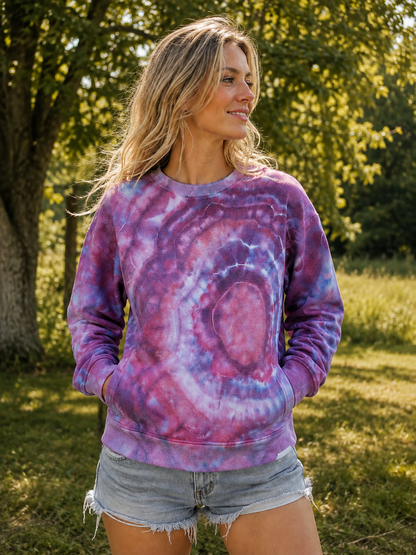Crewneck Sweatshirt w/ pockets Plum Aura Ripple (XL)